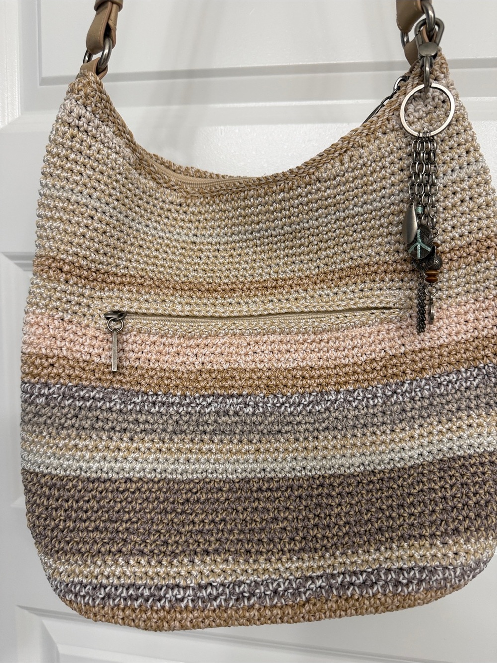 The Sak Striped Woven Shoulder Bag in Beige, Taupe & Blush